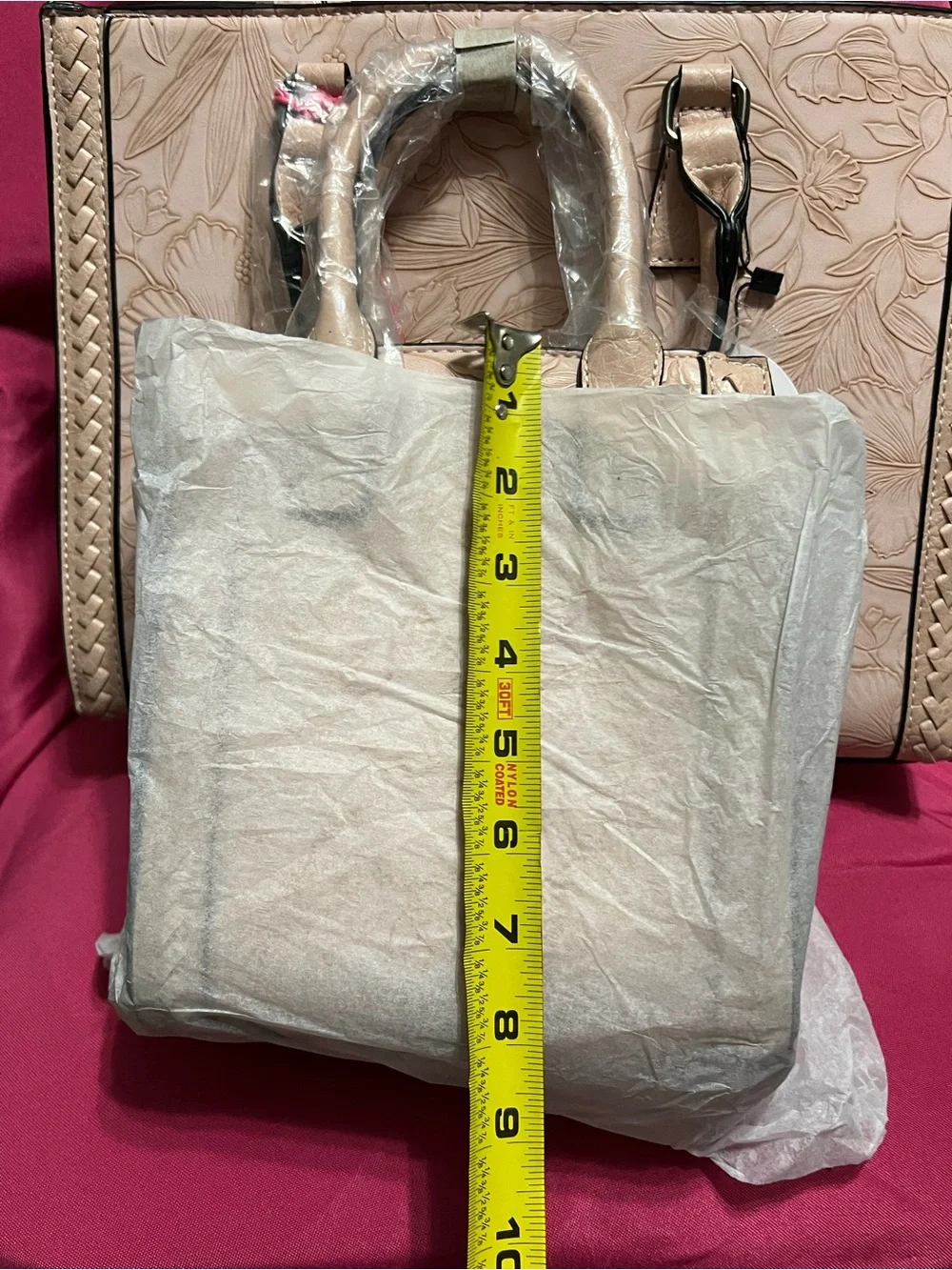 Bag Party , two toes, Embossed Floral Tote Bag in Blush Pink - Women Bags